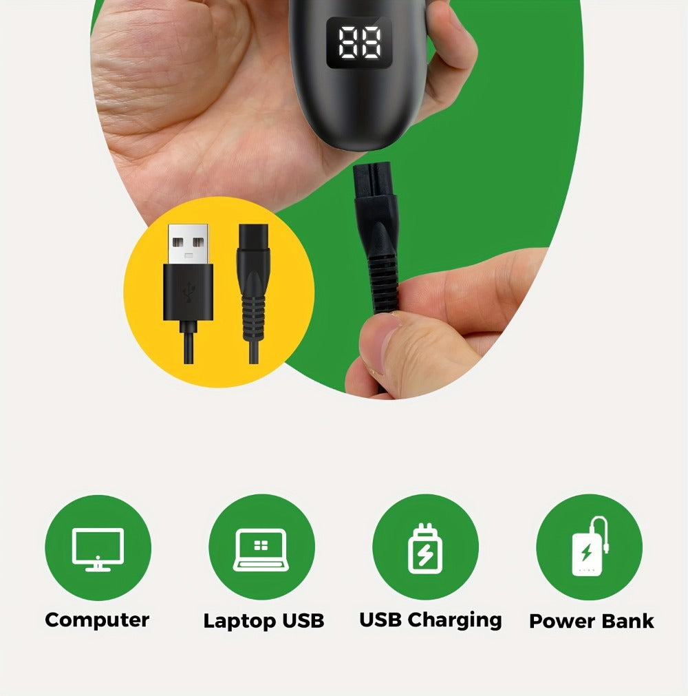 Men's Ball Trimmer - IPX7 Waterproof Body Hair Trimmer, Ceramic Blades, LCD Battery Display, Replaceable Blade Head, Electric Shaver