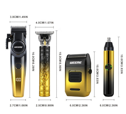 Men's Grooming Kit Electric Shaver Beard Trimmer Nose Hair Trimmer USB Rechargeable 4-Piece Set with 8 Guide Combs Hair Clipper System Gift for Dad Boyfriend Husband Holiday Travel