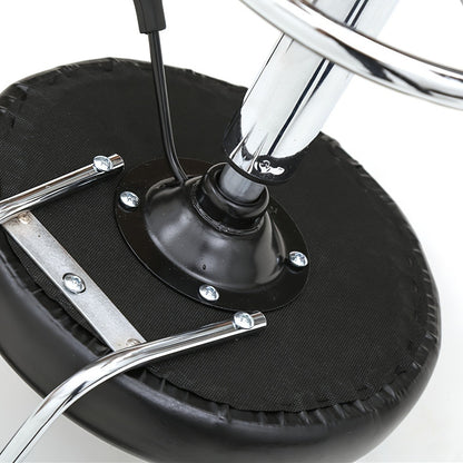 Salon Stool with Back Adjustable Height 18.9"-22.8" - Round 360° Swivel Chair with Backrest for Hair Salon Spa Office Home, Chrome Base Cushioned Seat, Black