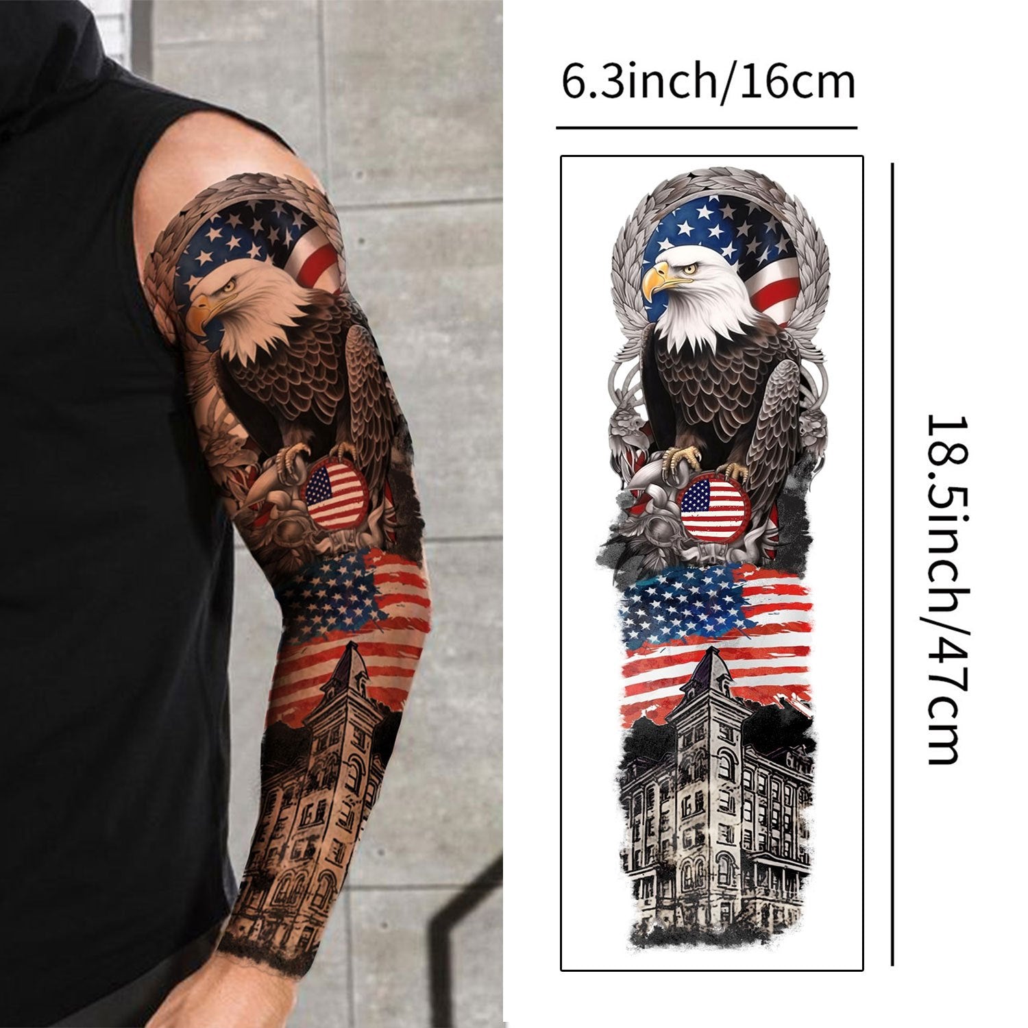 14 Sheets 4Th of July Temporary Tattoos Independence Day Fake Tattoo 4Th of July Sleeve Tattoo American Flag Tattoos for Men Women Red White And Blue Party Supplies