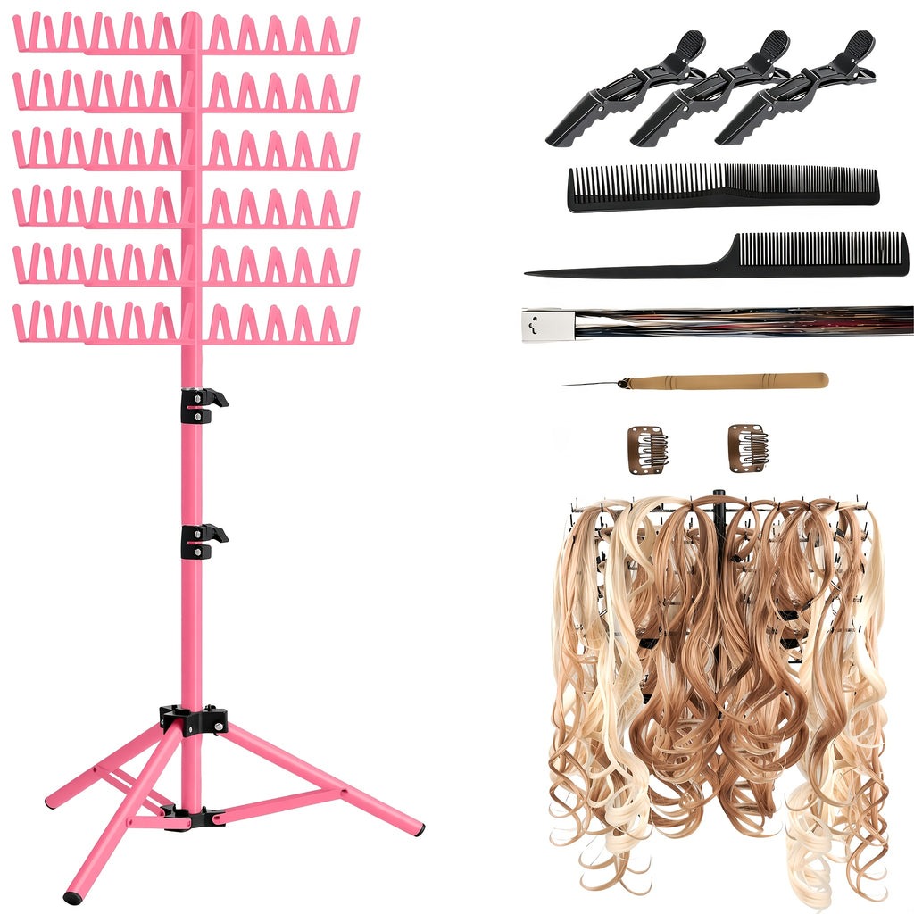 Braiding Hair Rack, Standing Hair Extension Holder Hanger, Hair Divider Rack for Braiding Hair Separator, Display Stand, Gifts for Women