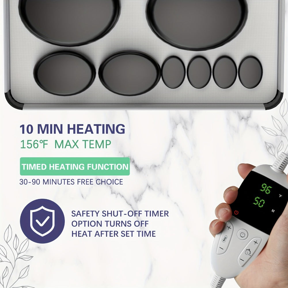 Hot Stones Massage Set With Temperature Adjustment-10pcs Hot Stones With Heater Kit, Professional Massage Tool For Spa