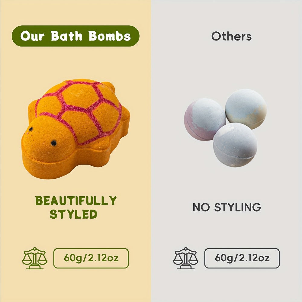 Bath Bombs with Surprise Toys Inside 9 Pack - Turtle Shaped Bubble Bath Balls with Rose Scent & Hidden Toy | Kids Birthday Gift, Valentine's Day & Party Favor Bath Bomb Set