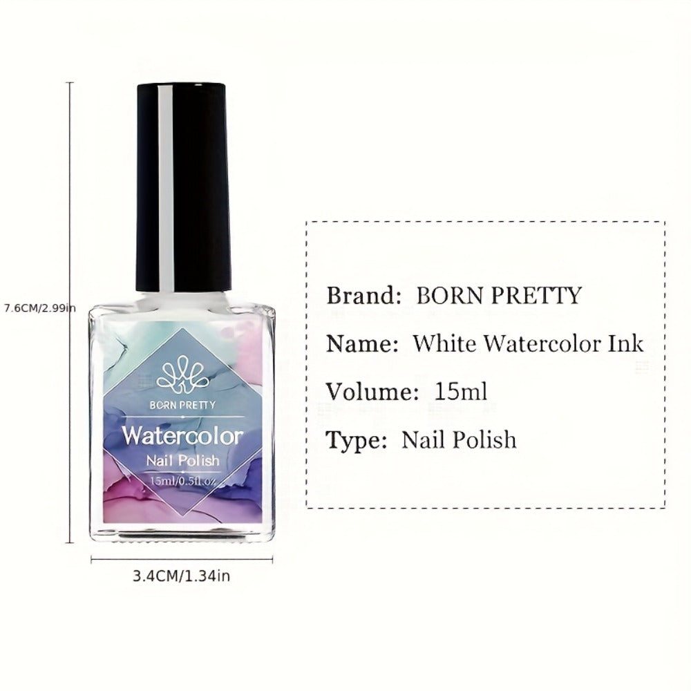 BORN PRETTY 0.51oz Watercolor Nail Polish White Gradient Flower Effect Semi Permanent Soak Off LED Nail Polish