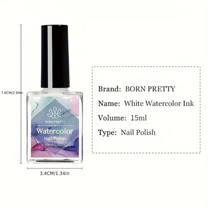 Watercolor Blooming Gel Nail Polish White Gradient Flower Effect Semi-Permanent Soak-Off LED UV Nail Art Ink Floral Marble Effect Nail Art Design for Women Salon Home Manicure