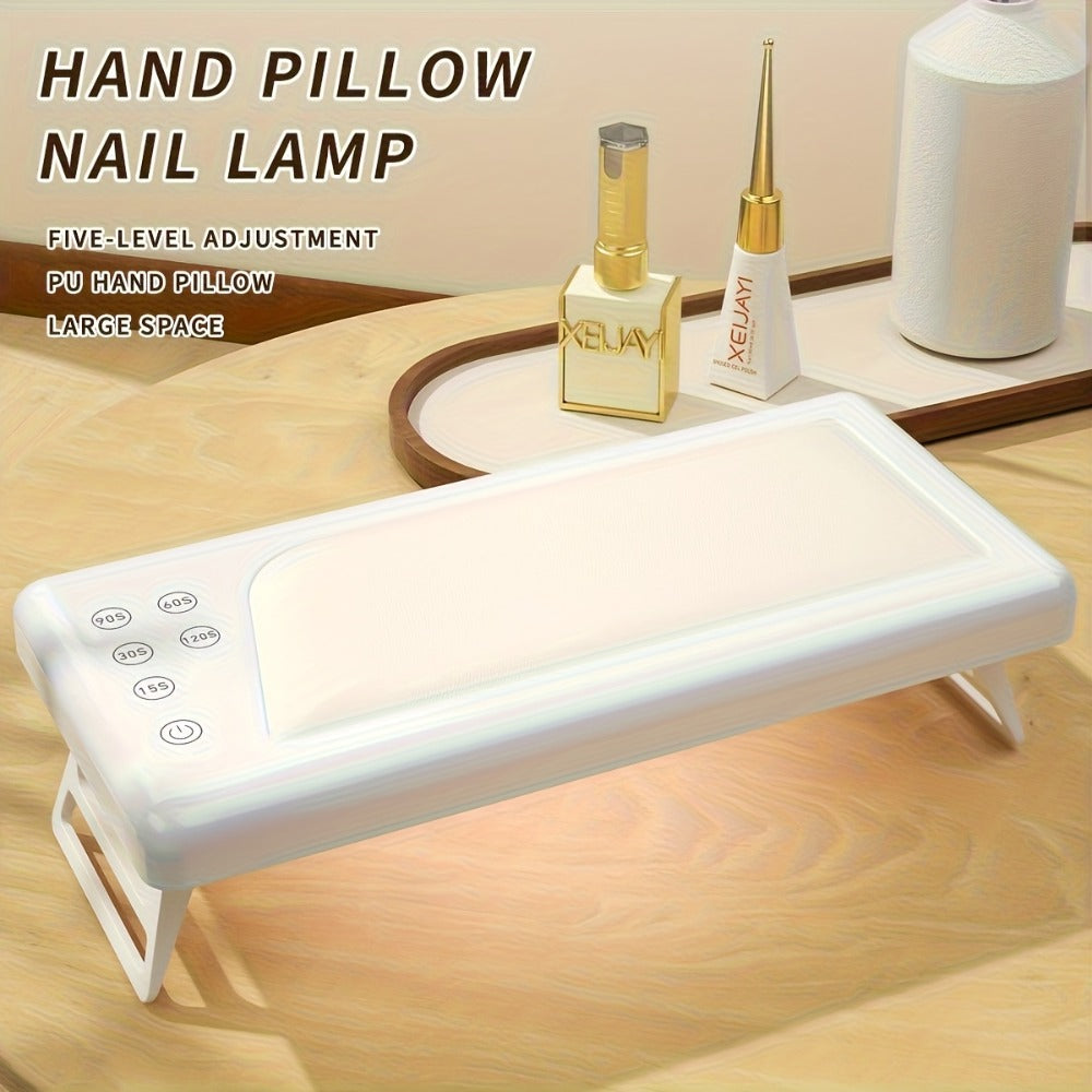 1pc Square LED Hand Pillow Nail Lamp Glue Dryer, Fast Nail Dryer Nail Polish Lamp with for Finger Nails, Toe Nails Salon (White)