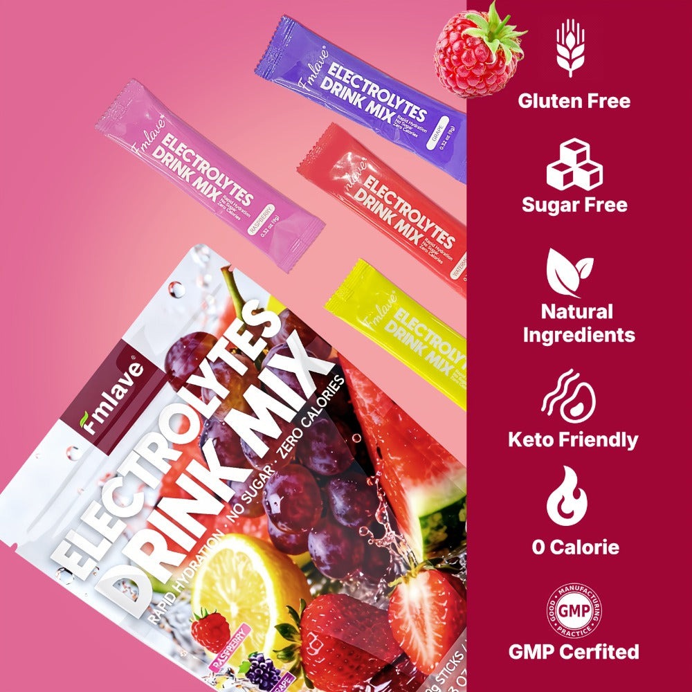 Electrolyte Drink Mix - Hydration Powder for Rapid Rehydration, Supports - Zero Sugar/Zero Calorie with Vitamins C/B6/B12 - 20 Single-Serving Sticks for Workouts, Travel & Daily Use