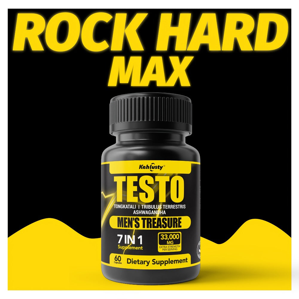 [Men's Energy Boost] ROCK HARD Capsules (with Tongkat Ali, Horny Goat Weed, And Saw Palmetto), Prostate Health, Unleash Male Energy, Easy Absorption, Natural Energy, Immune & Vitality Support, Men's Energy Boost Capsules Blue Chew, Wellness Supplement for