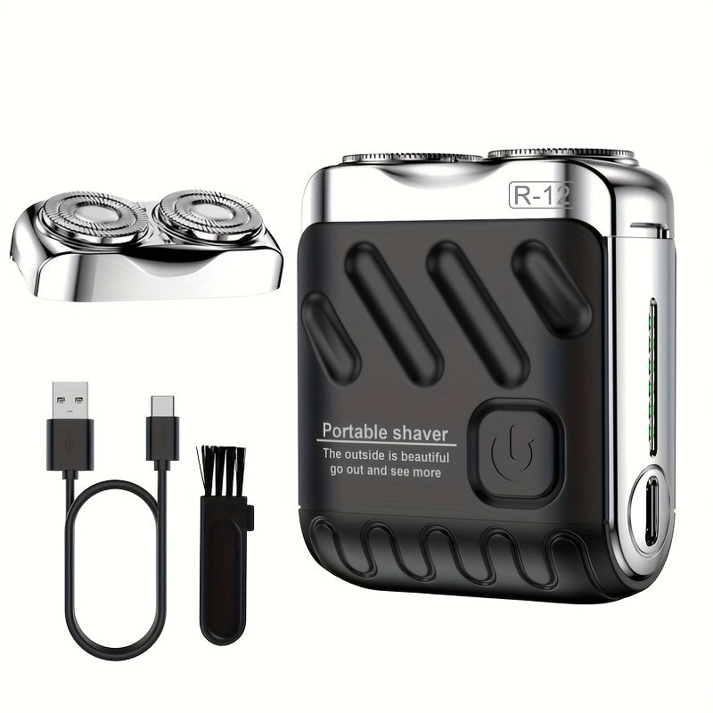 Mini Electric Shaver for Men Portable Dual Blade Floating USB Rechargeable Cordless Travel Shaver Waterproof Digital Display Multiple Colors Gift for Him