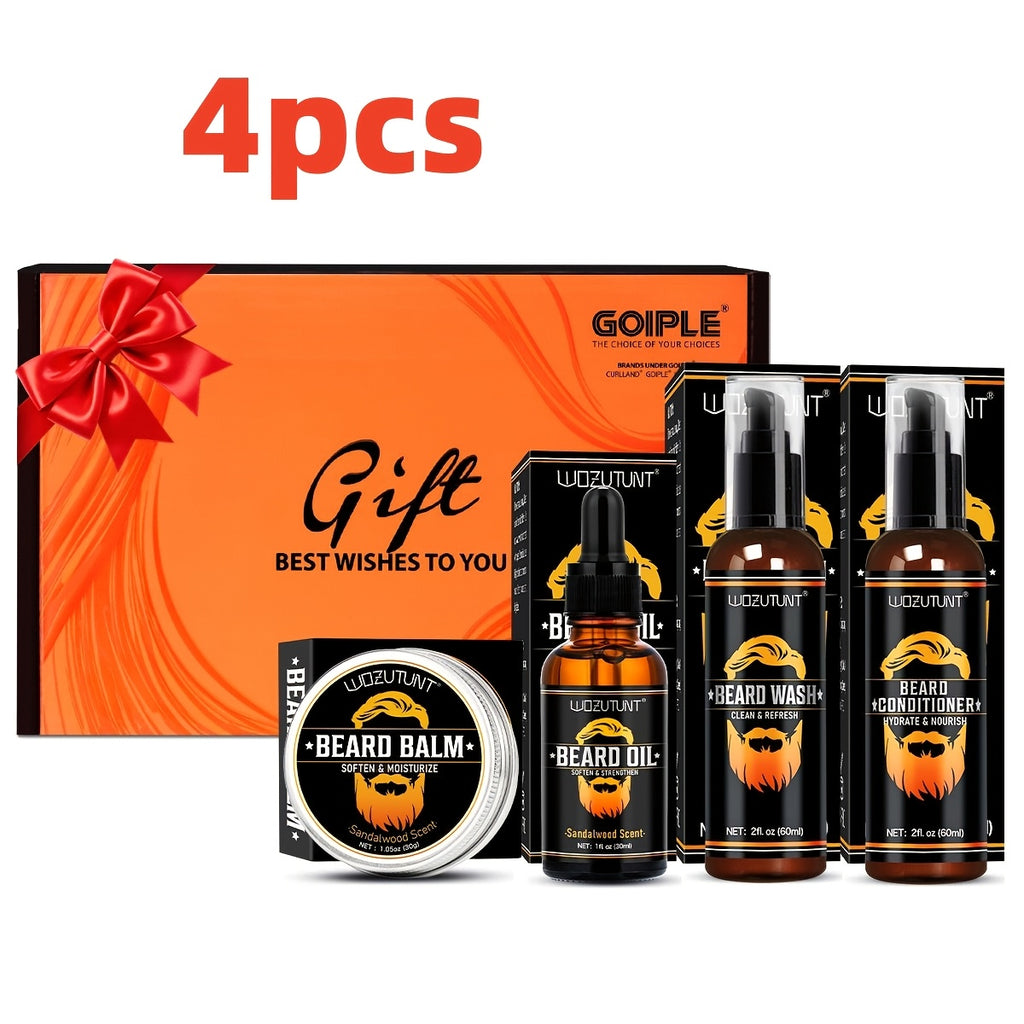 4pcs Beard Care Kit, 4pcs Beard Pen Kit, 9pcs Beard Care Kit Needle Length<0.25Mm. Beard Care Bundle for Men. Beard Trimmer Set with 2 Beard Oil -Balm -Conditioner - Wash -Brush - Comb - Clippers & Travel Pouch. for Birthdays Fathers Day Gift for Me