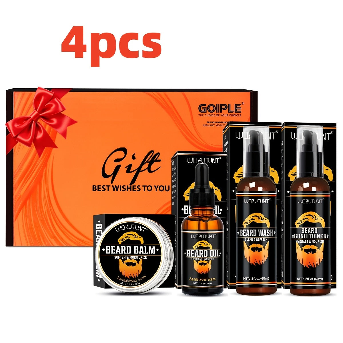 4pcs Beard Care Kit, 4pcs Beard Pen Kit, 9pcs Beard Care Kit Needle Length<0.25Mm. Beard Care Bundle for Men. Beard Trimmer Set with 2 Beard Oil -Balm -Conditioner - Wash -Brush - Comb - Clippers & Travel Pouch. for Birthdays Fathers Day Gift for Me