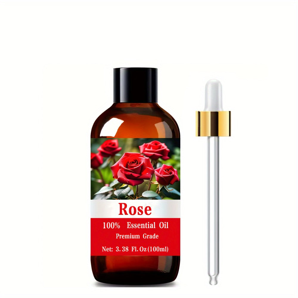 Rose Essential Oil, 100ml/3.38fl.oz, 100% Pure Care Grade for Nail, Hair & Skin Care, Massage, Moisturizing Massage Essential Oil for Men & Women, Meditation Gift, Perfect Christmas Gift