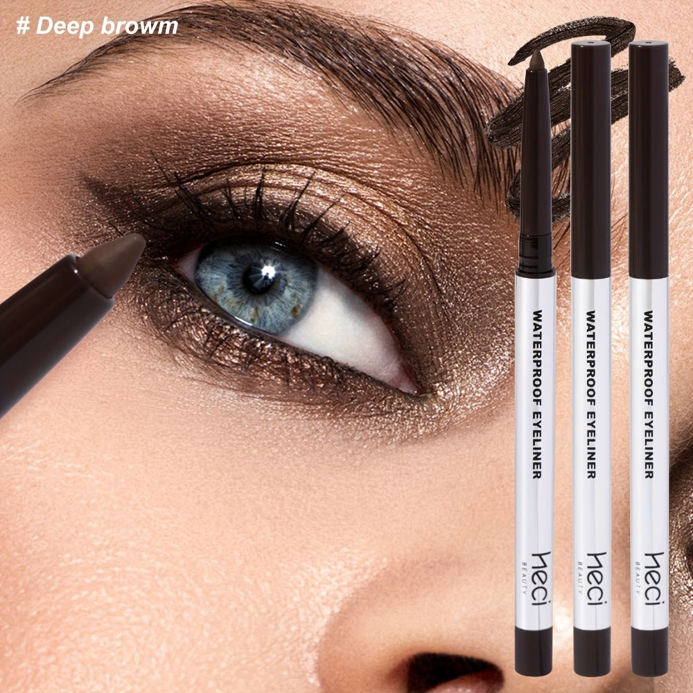 Eyeliner Pencil 3 Pack Waterproof Long Lasting Gel Pen - Quick Dry Smudge Proof Matte Creamy Formula for Sensitive Eyes Beginner Friendly Precision Eye Makeup Deep Brown Medium Brown Black
