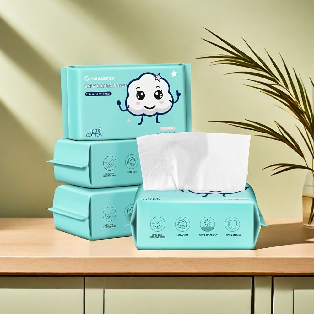 200/400/600 Count Disposable Face Towel, 100% Cotton Tissues Facial Towels, Draw Style Facial Towel Cleansing Towel, Reusable, Soft And Thickened Without Linting, Wet And Dry, Suitable for Facial Care And Makeup Removal.