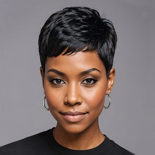 Short Pixie Cut Wigs with Bangs Short Haircuts Short Hairstyles Synthetic Wigs for Women Short Pixie Cut Wigs Witrh Bangs Short Hair Wigs for Halloween, Christmas Party, Music Festival