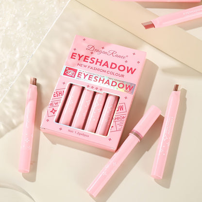 Eyeshadow Stick Set 6pcs Two-Color Dual-Ended Waterproof Eye Shadow Pencil - Non-Fading Smudge-Proof Blendable Shimmer Matte Eyeshadow for Beginners Gift