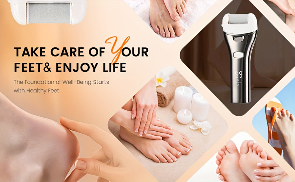 Electric Feet Remover, Rechargeable Portable Electronic Foot File Pedicure Kits, Foot Scrubber File, Professional Pedicure Tools, Foot Care for Dead Skin Ideal Gift, 14in1 3 Rollers Manicure Nail