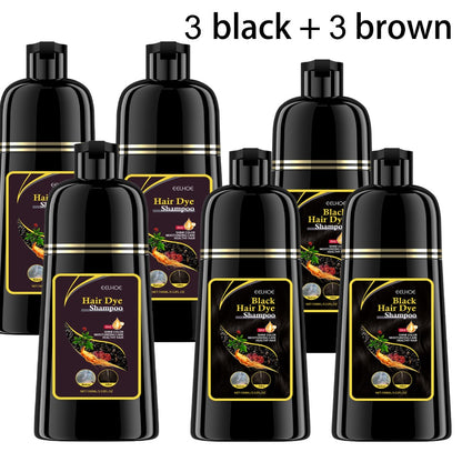 Gray Hair Color Shampoo 6PCS 3-in-1 Darkening Formula - Natural Gray Coverage Shampoo Conditioner & Color Restorer for Black & Brown Hair No Ammonia for Men & Women 3.38oz per Bottle