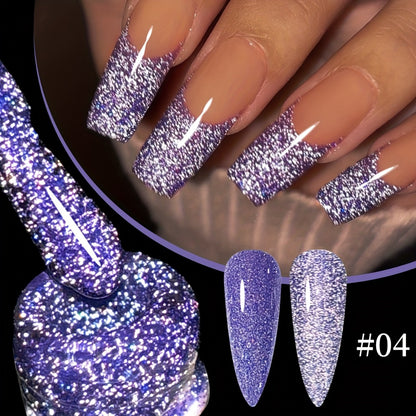 Glitter Gel Nail Polish Set 6pcs Crushed Starlight Sparkling Rhinestone Soak-Off LED Nail Polish 0.51oz Seasonal Manicure Women Nail Art Kit