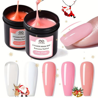 Builder Gel Nail Kit 150g - LED Nail Extension Gel for Apex Strengthening & Nail Art, Clear White Pink Nude Shades, Professional Manicure Set for Salon & Home DIY Use