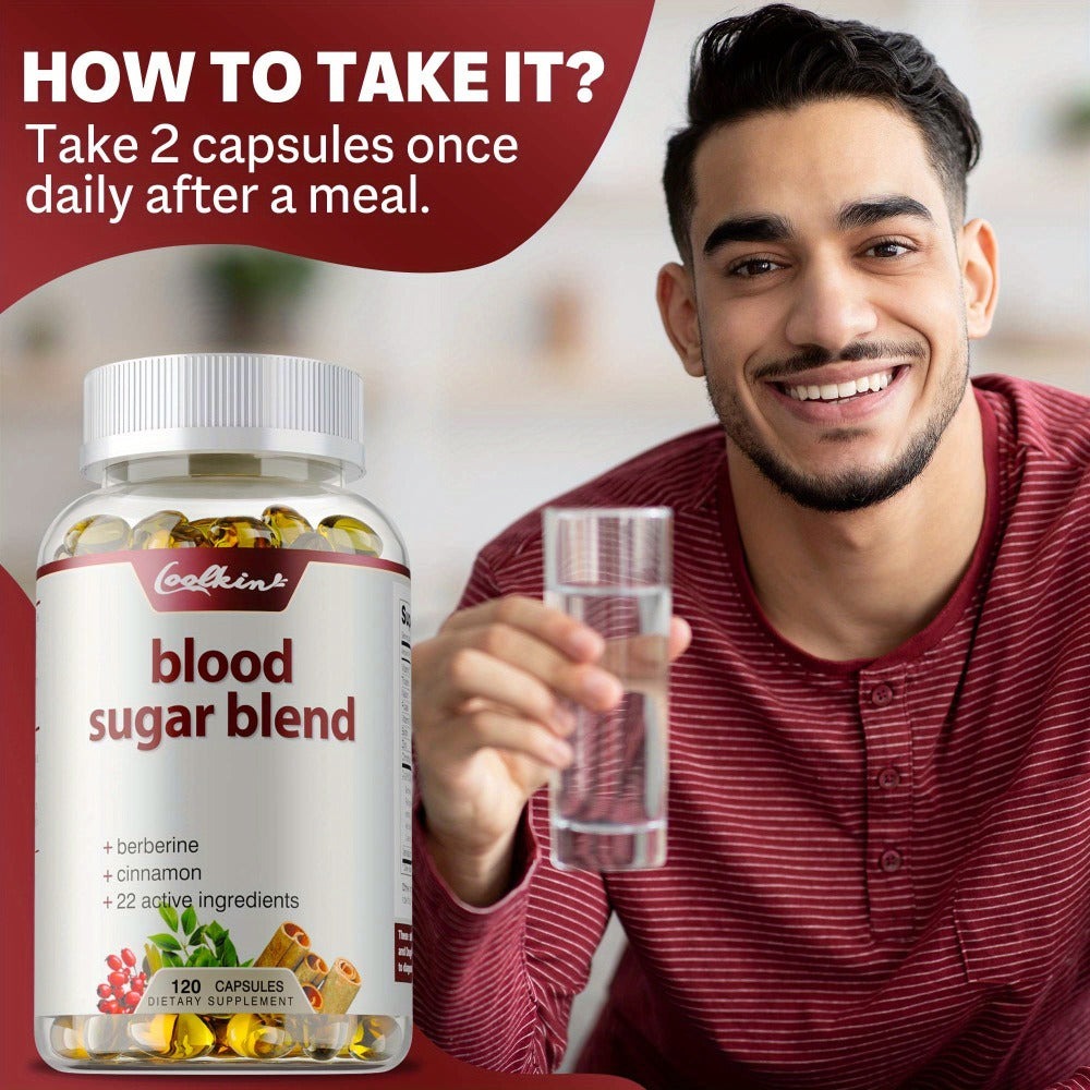 Blood Sugar Blend - with Berberine HCL, Cinnamon, Coq10, Turmeric, Alpha Lipoic Acid, Support Healthy Blood Sugar Levels - 120pcs