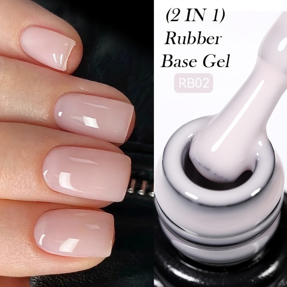 LILYCUTE 0.24oz 6pcs 2 In1 Rubber Base Gel Nude Pink Color Soak Off LED Semi Permant Self-leveling Gel Nail Art Varnish