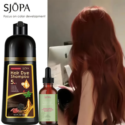 Color Dyeing Shampoo 5-in-1 Instant Hair Color Conditioner 16.9oz - SJOPA Safe Natural No Pungent Smell Unisex Hair Dye Shampoo Serum for Men Women Gift