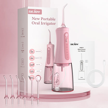 Water Dental Flosser Oral Irrigator — 5 Modes, 6 Tips, IPX7 Waterproof, 350ml Cordless Rechargeable Water Flosser for Braces, Bridges, Travel & Home Teeth Cleaning