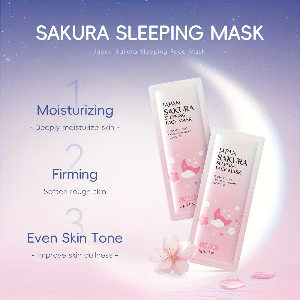 50pcs Sakura Skincare Set | 10 Packs Each of Sakura Mud Mask, Sleeping Mask, Peach Scent Body Cleansing Scrub, Nutritional Lip Mask, Sakura Moisturizing Toner | Gentle Cleansing, Moisturizing, Easy to Travel, Suitable for All Skin Types