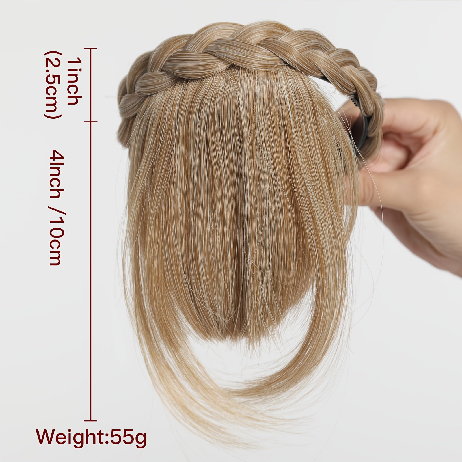 Synthetic Hair Extensions with Bangs, Designed As a Headband for Women And, Suitable for Cosplay, Halloween, Weddings, And Parties in Khaki And Brown