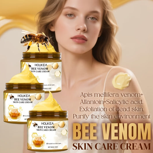 Bee Venom Body Firming Cream 3pcs - Skin Tightening Moisturizer with Hyaluronic Acid for Neck, Knees, Legs & Hands, Long-Lasting Hydration Anti-Aging Body Lotion, Daily Care Gift Set