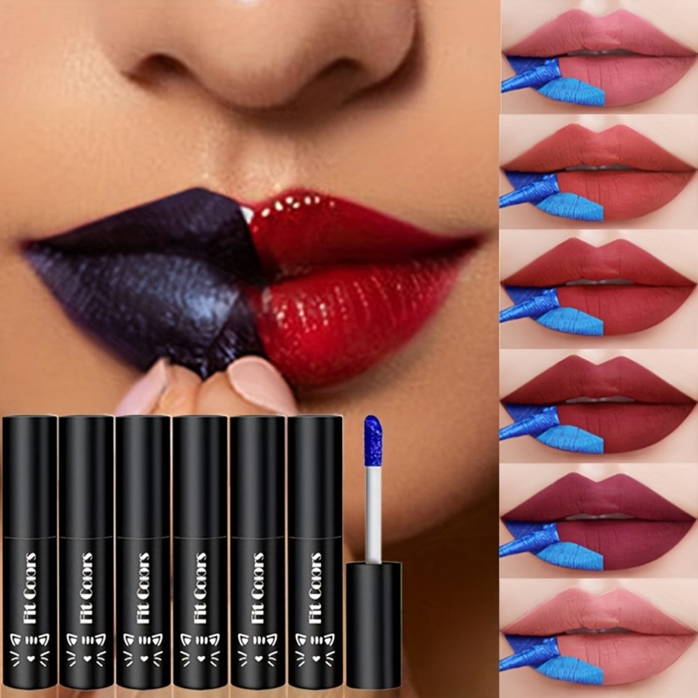 Matte Lip Gloss Set 3pcs Waterproof Long-Lasting Smudge-Proof Liquid Lipstick - Electric Blue Cobalt Shades Vegan Formula All Skin Tones Bold Lip Makeup Women
