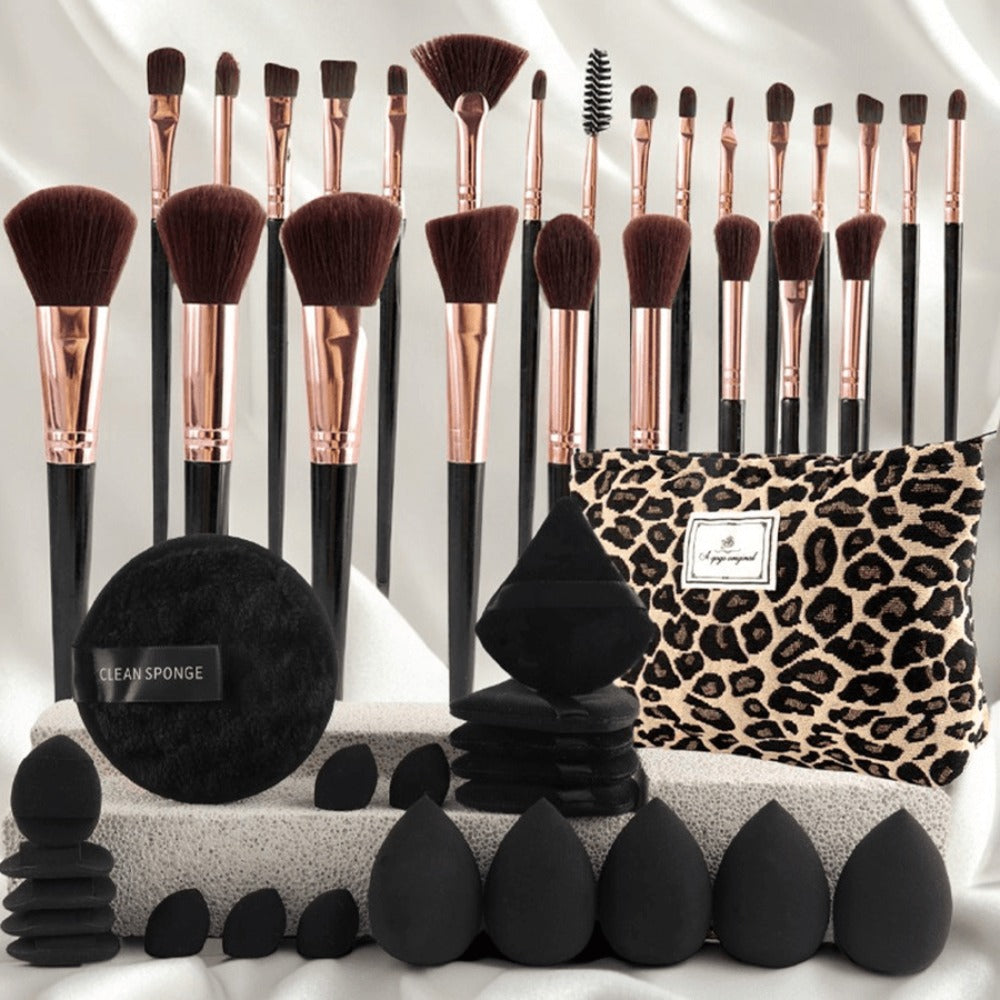 Makeup Brush Set 23/44/47PCS Super Soft Nylon Bristles with Bag - Concealer Contour Sponge Eyeshadow Blending Kit Wet Dry Use - Full-Size Brushes for Powder Highlight Contour All Skin Types
