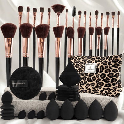 Makeup Brush Set 23/44/47PCS Super Soft Nylon Bristles with Bag - Concealer Contour Sponge Eyeshadow Blending Kit Wet Dry Use - Full-Size Brushes for Powder Highlight Contour All Skin Types