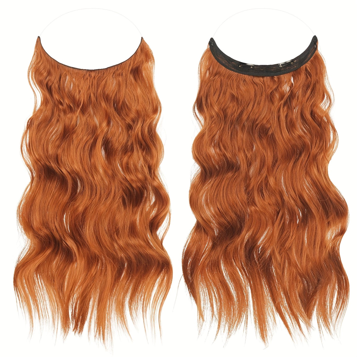 Invisible Wire Hair Extensions for Women Synthetic Wavy Wig with Clear Wire 18 Inch Multi-Color Balayage Highlight Natural Look Glueless No Damage Easy Apply