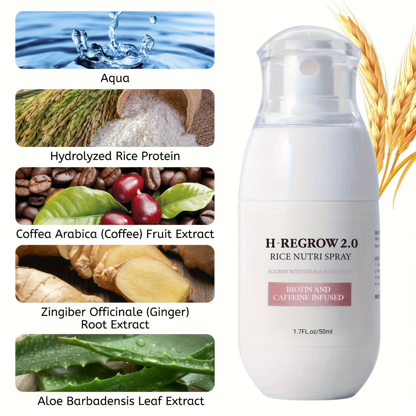 4pcs Natural Rice Scalp Spray, Containing Hydrolyzed Rice Protein, Ginger Root Extract, Moisturizing And Soft Hair, Long-lasting And Light Hair Care, Valentine'S Day Beauty Tool Gift, Christmas/New Year/Valentine'S Day Gifts