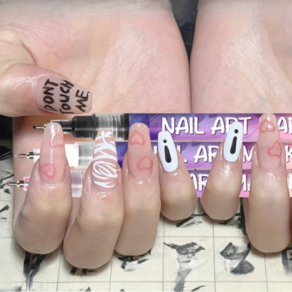 Nail Art Pen Set 12 Colors Quick Dry 3D Doodle Dot Stitching Nail Pens - DIY Nail Design Tools for Home & Salon Manicure Gift