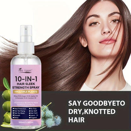 Hair Care Spray 10-in-1 No-Rinse Leave-In Conditioner — Fragrance-Free, Anti-Frizz, Detangling, Shine-Boosting, Plant-Based Formula for Dry Damaged Hair, All Hair Types, 100ml