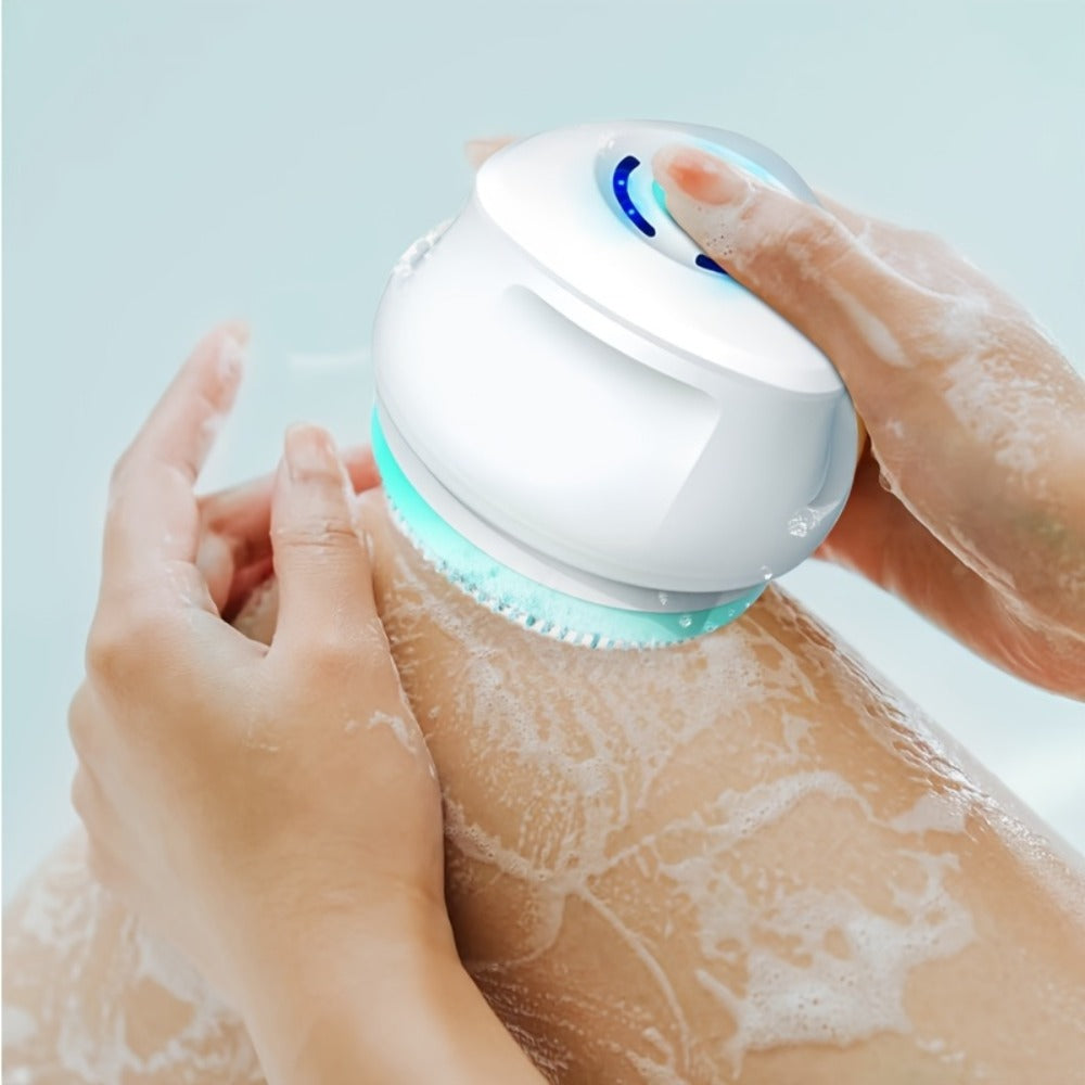 6-in-1 Rechargeable Electric Shower Brush Set for Full Body Cleansing And Vibrating Back Scrubber- Removable Long Handle And Exfoliating Brush- Rotating Shower Facial Brush Head- for Deep Cleansing And Exfoliation- Gift for Girlfriends