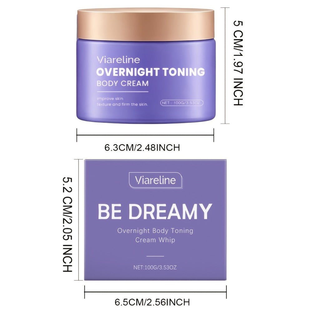 3pcs Overnight Toning Whip, Body Shaping And Moisturizing Cream - with Glycerin And Collagen, Moisturizing And Nourishing, Body Firming Whip That Works While You Sleep - Light Beige on The Body for Woman, for All Skin, Perfect Gift, 3.53Oz/