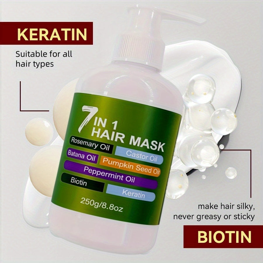 250g Moisturizing Hair Cream 7-in-1 Deep Moisturizing Hair Mask, Containing Various Hair Oils, Refreshing And Easy to Absorb, Very Suitable for Dry And Damaged Hair, The First Choice for Gifts, Thanksgiving And New Year Gifts for Family And Friends