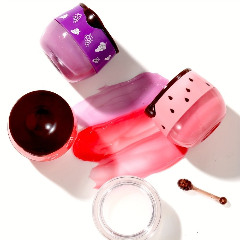 Set of 8 Lip Balms in Honey Pot, Featuring Flavors Like Honey, Strawberry, Apple, Watermelon, Cherry, Vanilla, Mint, And Aloe, Designed for Overnight Hydration And Moisturizing with Propolis