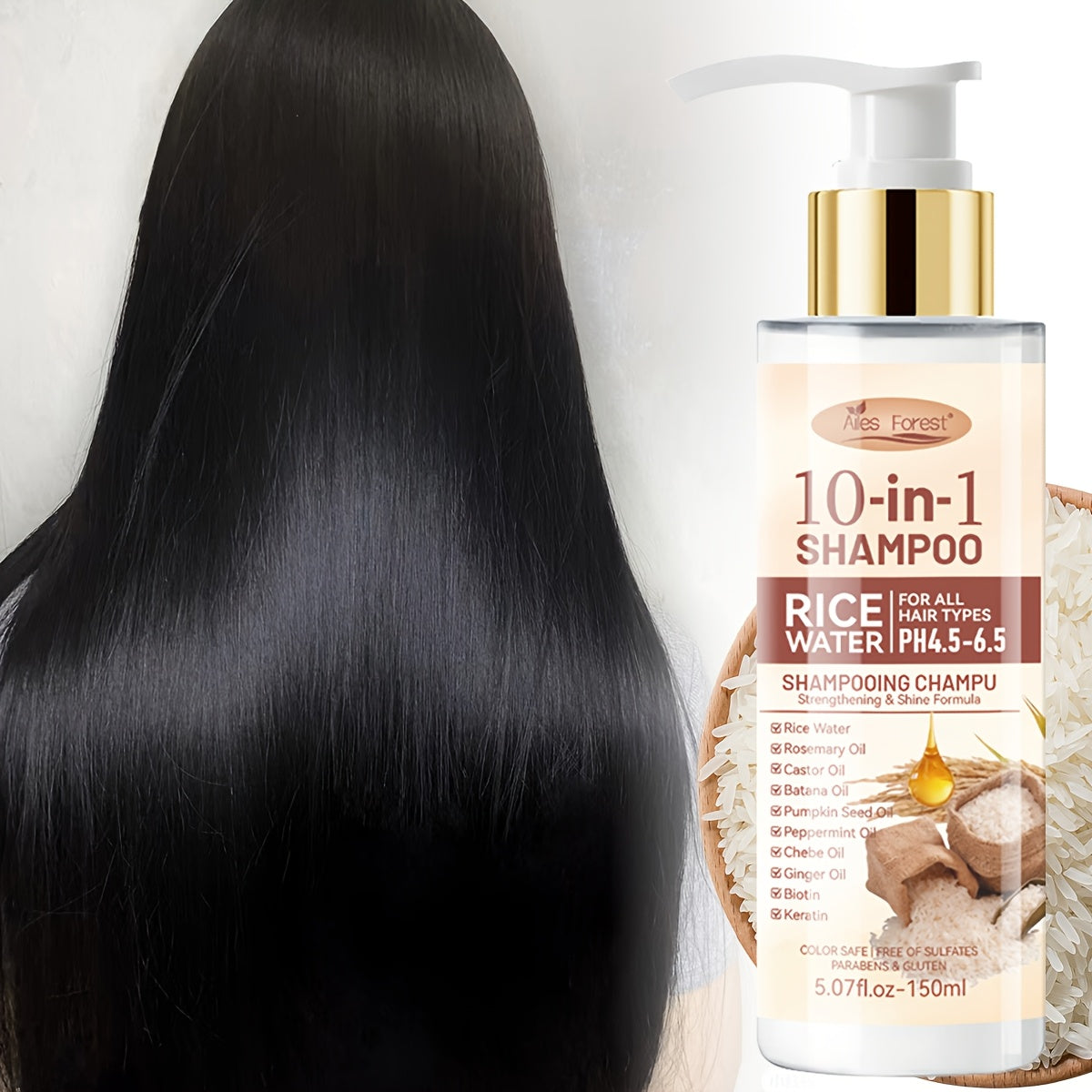 2pcs Set [For Thicker-Looking Hair] 15-Day Fermented Rice Water Shampoo And Conditioner. 10-In-1 Multi-Effect Hair Care: Volumizing, Anti-Frizz, Heat Protection. Deep Cleansing And Repairs Damaged Hair. Long-Lasting Fragrance. Best Gift Choice