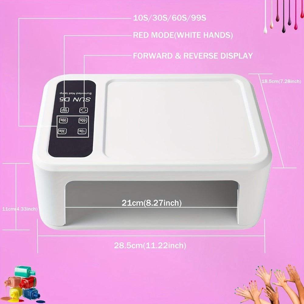 LED Nail Lamp for Two Hands, Not Rechargeable Gel Lamp Professional Nail Light Dryer with Removable Plate 2in 1 Blue & Red Light 4 Timers Auto Sensor Fast for Home & Salon DIY Manicure
