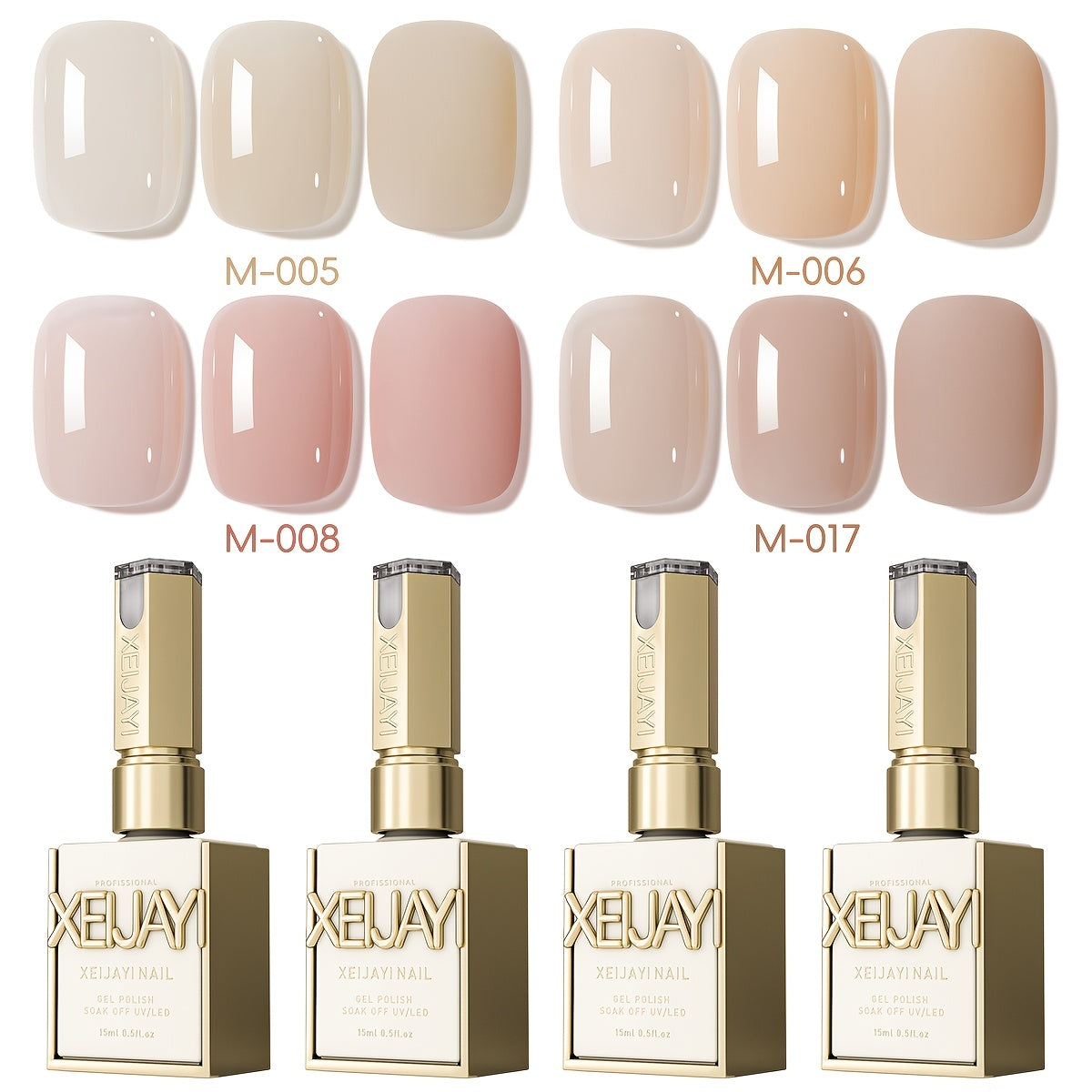 XEIJAYI Frame Bottle Nude Color 4pcs/set---Nail Gel New Arrival Nude Color Pink Nail Polish Gel 4pcs Set LED Gel High Saturation Long Lasting Firmness Does Not Damage Nails Home Salon Nail Salon Essential Salon Gel