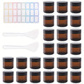 24pcs, Brown 2 Oz Frosted Glass Jars, Sunscreen And Non-slip Makeup Dispenser, Multi-purpose Glass Storage Container, Perfect For Lotion, Powder And Candle Making, Includes Stickers And Spoons
