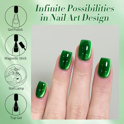 Cat Eye Gel Nail Polish Imperial Green Magnetic Shimmer Effect Soak Off LED UV Long Lasting 30 Days DIY Manicure Nail Art 10ml BORN PRETTY MY269