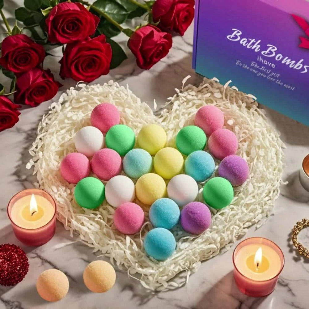 Bath Bombs Gift for Women, 24pcs Handmade Bubble Bath Fizzes Rich In Essential Oils, Perfec TFor Wife, Girlfriend, Sisters On Birthday, Christmas, Halloween, Anniversary, Valentine's Day, Best for Christmas
