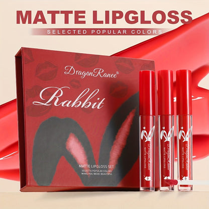 Lip Glaze Set 6 Pcs Red - Long-Lasting Non-Transfer Squalane Formula, Moisturizing Lip Tint for Beginners & Beauty Lovers, Vibrant Red Lip Color Gift Set
