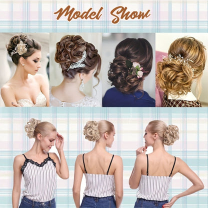 Clip In Hair Bun Extension Messy Bun Chignon Hairpiece Synthetic Curly Updo with Comb Scrunchie for Women Wedding Party Office Daily Wear Rose Bud Style